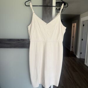Sans Souci Women's Mini Dress Size Small Cream Velvet Feel Spaghetti Straps